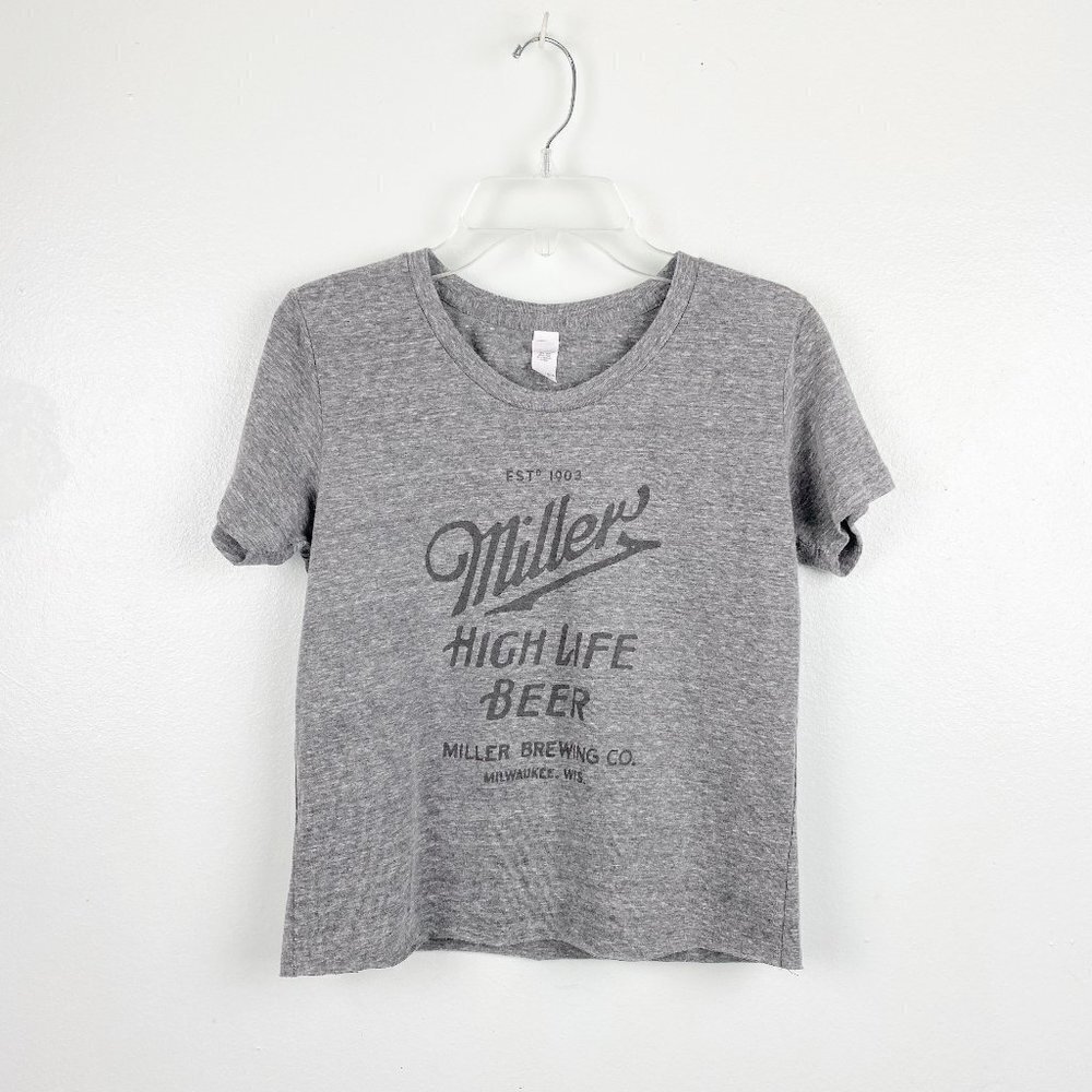 🦋 MILLER LITE BEER Crop Top Graphic Tee Casual Shirt Size Small